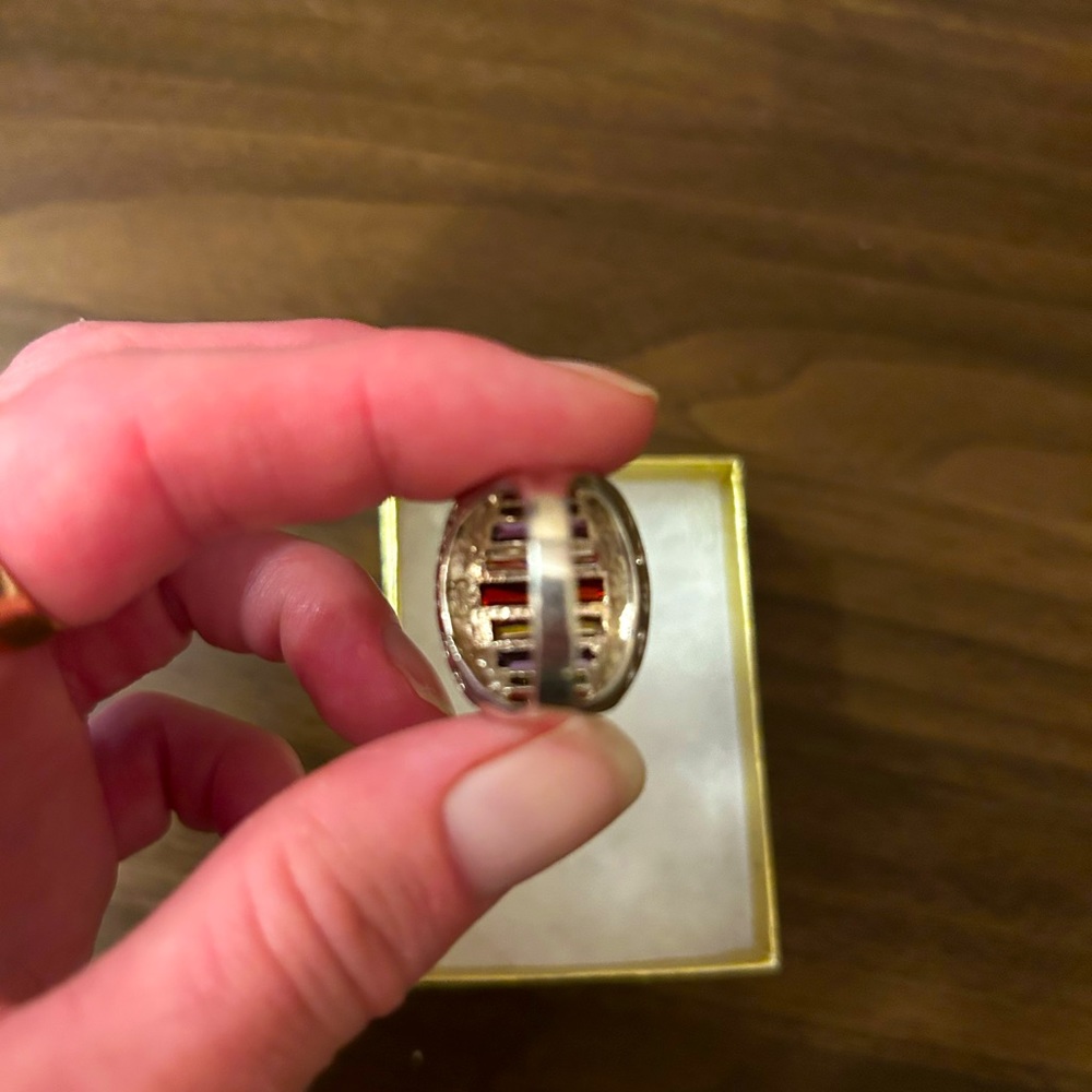 Size 7 Silver Gem Stone Ring - image 7